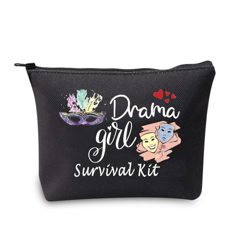 MEIKIUP Drama Gift Theater Actress Makeup Bag Broadway Comedy Tragedy Masks Gift Drama Mama Sur vival Kit Gift, Drama girl bag black
