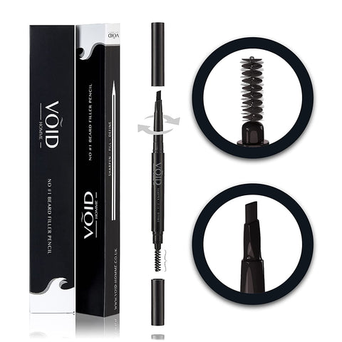 VOID Homme Beard Filler Pencil (Black) - Sweat & Waterproof, Smudge-proof, Cover Patches Instantly & Get Natural Beard Fullness