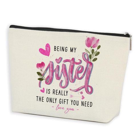Sister Gifts Makeup Bag Sister Birthday Gift Ideas, Funny Sister Gifts from Sisters Brother Siblings Makeup Zipper Pouch Bag, Wedding Graduation Gifts Christmas Birthday Gifts for Women Her Friends, Multicolor0710, 9.7" W x 7" H