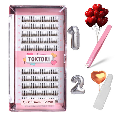 CORINGCO False Eyelashes Actress Eyelash Kit Self Adhesive Eyelashes Individual Eyelashes Partial False Eyelashes Eye Lashes Extension (0.10mm-9mm, 10mm, 11mm, 12mm) 200 Root (12mm)