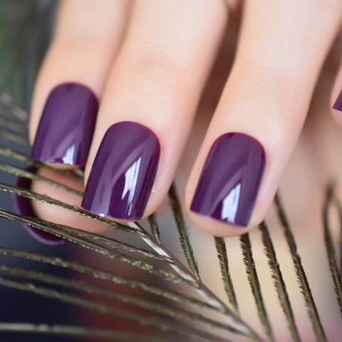 CoolNail Dark Violet False Fake Nail Tips Deep Purple Acrylic UV Nails Art Decoration Round Square Manicure Salon Tools