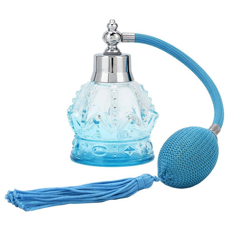 Agatige 80ml Glass Blue Vintage Style Refillable Perfume Spray Bottle with Tassel