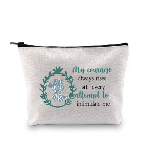 PXTIDY Pride Prejudice Inspired Gift My Courage Always Rises With Every Attempt To Intimidate Me Cosmetic Bag Bookworm Gift, Beige, ONE SIDE, Fashion