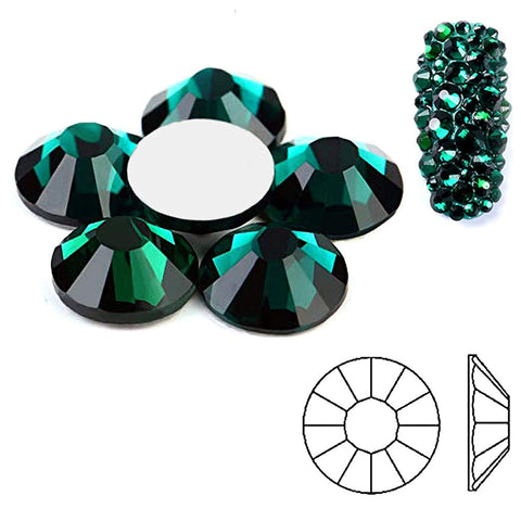 Emerald Glass Gems (291) NEW 2088 Xirius Flat Back Green Rhinestones1440pcs/bag Shining Decorations for Nails Art Rhinestone Non Hot Fix Glass Crystals Rhinestones Ab Stones Round Beads for Nail (ss8)
