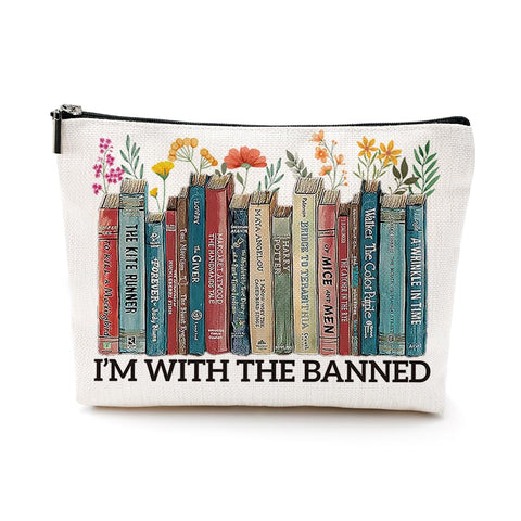 VICBOU Book Floral Cosmetic Bag, Book Lovers Gifts, Book Gifts Bookish Gifts Readers' Library Makeup Bag Inspirational Gifts for Women Sister Librarian Bookworm Girls Graduation Birthday Gift,