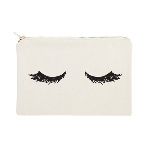 The Cotton & Canvas Co. Closed Eyelashes Cosmetic Bag and Travel Make Up Pouch