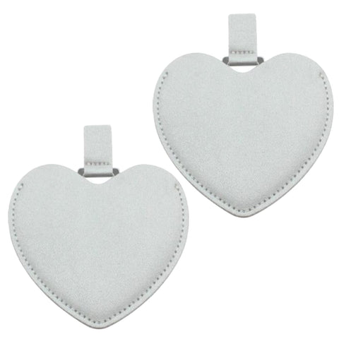 INCAUCA 2Pcs Stainless Steel Mini Purse Mirror with PU Leather Cover, Heart Shaped Compact Pocket Mirror, Cute Small Travel Makeup Mirror, Unbreakable Portable Mirror for Women Girls (Silver)