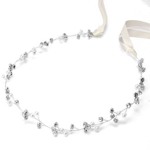 Didder Bridal Headpiece Wedding Headpiece Silver Rhinestone Bridal Headband Wedding Hair Accessories for Brides Women Bridesmaid Jewelry, 1 Count (Pack of 1), Crystal Rhinestone Pearl