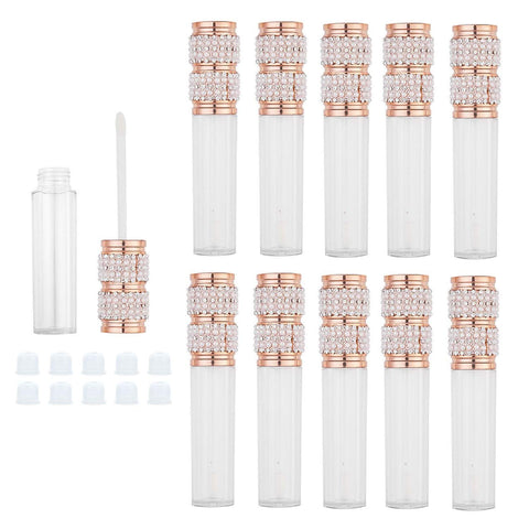 10Pack Lip Gloss Wand Tubes, 5ml Empty Lip Gloss Containers, Lipgloss Lip Balm Bottles with Rubber Stoppers for Lip Gloss Balm Cosmetic Business, Pearl Diamond, 5ml,