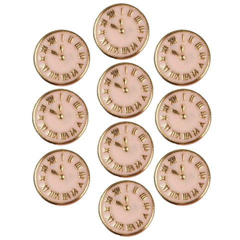 Acxico 10Pcs Fashion Vintage 3D Clock Design Nail Art Decoration Charm Alloy Nail DIY Crafts Accessories Pink