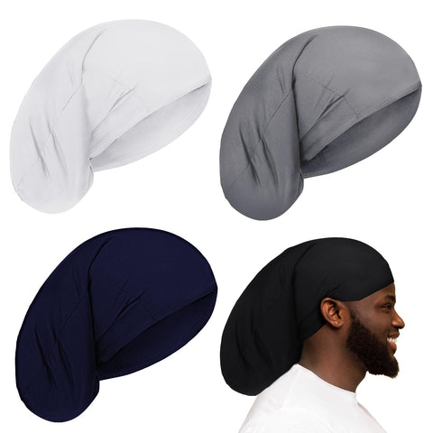 4 Pieces Unisex Dreadlock Cap Long Hair Dreads Head Wrap Sleeping Cap Hair Accessories Sleep Bonnet for Men Women (4 Colors)