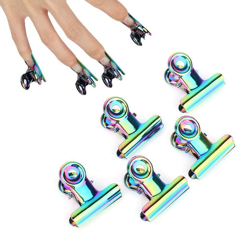 Rotekt 5pcs Curve C Nail Extension Clips set, Stainless nail pinching clips acrylic nail pincher tool, Multi-functional Nail Art Accessories kit for Nail Salon, Home, Kitchen, Office