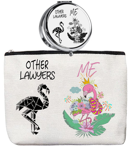 HnoonZ Lawyer Gifts for Women,Christmas Gifts for Lawyer Female,Lawyer Zipper Makeup Bag Cosmetic Pouch,Lawyer Travel Toiletry Pouch Organizer Bag,Lawyer Mini Compact Mirror, White, Silver, Large,
