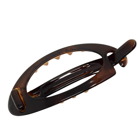 Parcelona French Plain Oval Simple 2 1/4 Inch Small Tortoise No Metal Hair Clip Barrette (Shell)