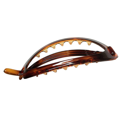 Parcelona French Plain Oval Simple Large Tortoise Shell Ponytail Holder Non Metal Hair Clip Barrette (Shell)