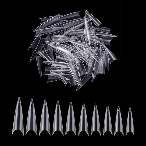 YIMART 500pcs Acrylic Medium Long Stiletto Nail Tips Easy Coffin Nails Sharp False Nail Art Tips For Nails Salon (Clear Bag Package)