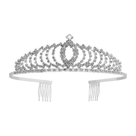 Vofler Silver Tiara Crystal Crown Headband Headpiece Rhinestone Hair Jewelry Decor for Women Ladies Little Girls Bridal Bride Princess Halloween Costume Party Birthday Wedding Pageant Prom with Combs