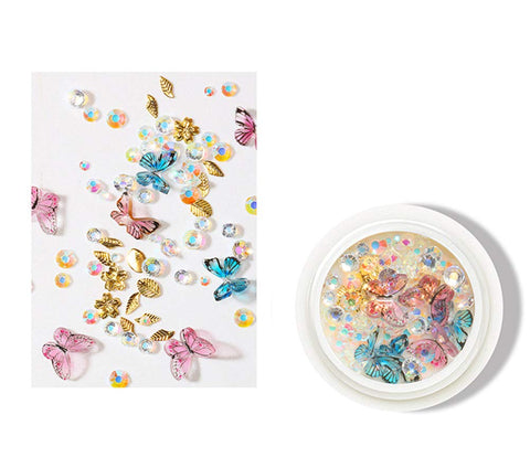 AKOAK 1 Box Mixed DIY Nail 3D Butterfly Sticker, Mini Resin Metal Butterfly, Professional Nail Sticker Accessories