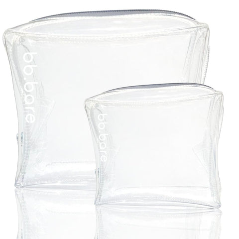 brush bubble Clear Bag, Two Piece For Travel With Pink Silicone Travel Bottles