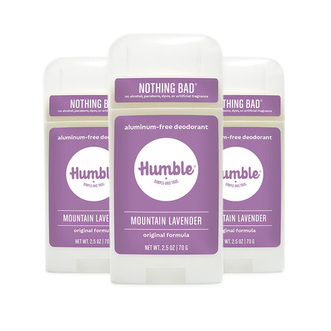 Humble All Natural Deodorant, Aluminum and Paraben Free, Cruelty Free Men's and Women's Deodorant, Essential Lavender, 3-Pack