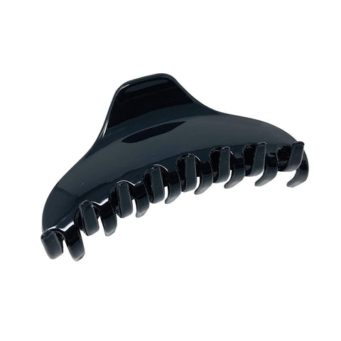 Parcelona French Boss Thin Glossy Black Medium Covered Spring Jaw Hair Claw Clip Clutcher Clamp