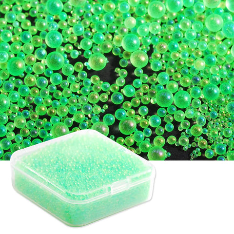 Hisenlee Nail Art Mini Beads Glass The Shape Of Round Small Ball 1-3MM Mixed Size Micro Ball For DIY Nail Art Decorations 100g/box (Grass green)