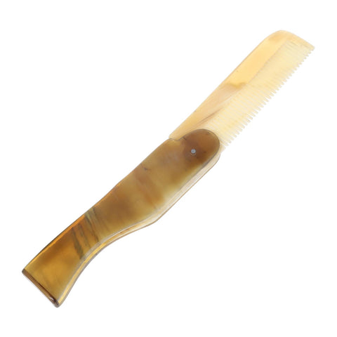 Minkissy Pocket Travel Size Comb Folding Comb Ox Horn Comb Hair and Beard Comb Portable Styling Comb Comb for Father Husband Boyfriend