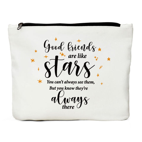 Best Friends Gifts, Birthday Gifts for Friends Female, Sister Gifts, Friends Christmas Graduation Gifts, Gift for Big Little Sister Soul Sister Makeup Bag- Good Friends are Like Stars Makeup Bag