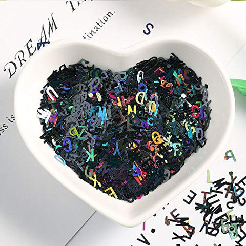 10g Ultrathin 4mm Letter Shape Sequins Nail Glitter Paillettes Laser Silver Eo-Friendly PET Sequin Nails Art Manicure Material LB1000-26Letter