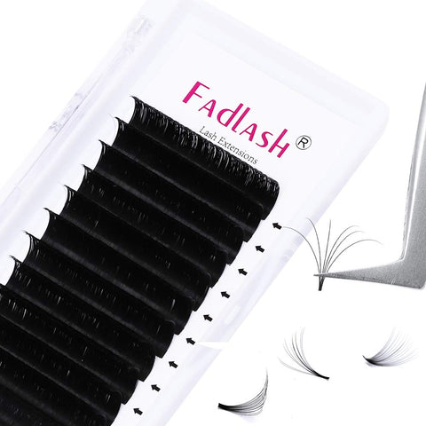 Easy Fan Lash Extensions FADLASH Volume Eyelash Extensions .03 .05 .07 Thickness 2D~10D Self Fanning Lashes 8-30mm Length Avalible (0.07-DD, 13mm)