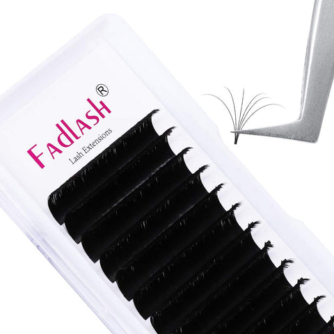 Eyelash Extension FADLASH Easy Fan Volume Lashes Self Fanning Lashes 0.03 C Curl 14mm Eyelash Volume Extensions (0.03-C, 14mm)