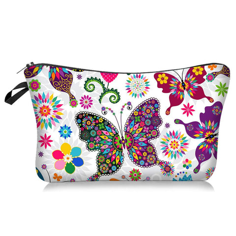 Makeup Bag Butterflies Travel Small Portable Cosmetic Organizer Pouch for Women Girls Zipper Waterproof Clutch Toiletry Storage Purse