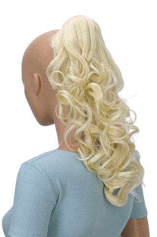 Platinum blond # 613 H208 : PRETTYSHOP 20" Hair Piece Pony Tail Clip On Extension Voluminous Curly Heat-Resisting Platinum blond # 613 H208