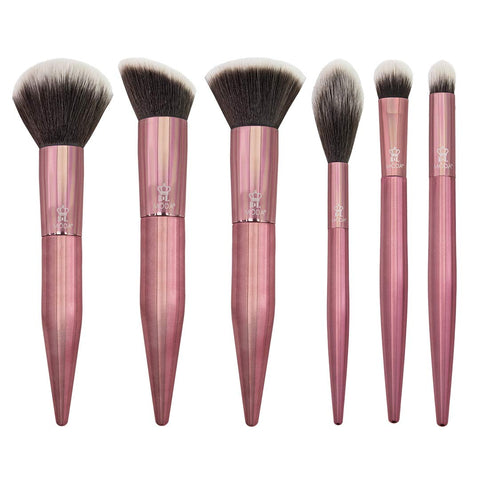 MODA Limited Edition 6PC Rose Bundle Makeup Brush Set, Includes - Powder, Angle Blender, Diffuser, Shadow, and Smokey Eye Brushes