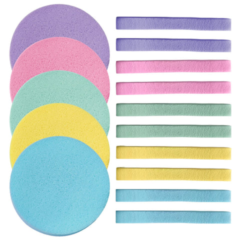 60Pcs Facial Sponges Compressed,Round Makeup Cleaning Sponge ,PVA Professional Makeup Removal Wash Pads for Spa Exfoliating and Mask Colors(five color)