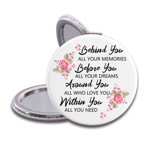 JAmuruwt Appreciation Inspirational Gifts for Women Coworkers Behind You All Your Memories Before You All Your Dreams Compact Travel Hand Mirror for Birthday Christmas Halloween
