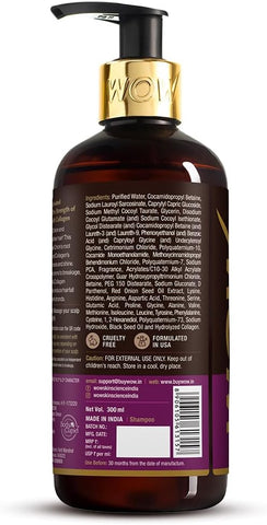 WOW Skin Science Red Onion Black Seed Oil Shampoo with Red Onion Seed Oil Extract, Black Seed Oil & Pro-Vitamin B5 - No Parabens, Sulphates, Silicones, Color & PEG - 300mL