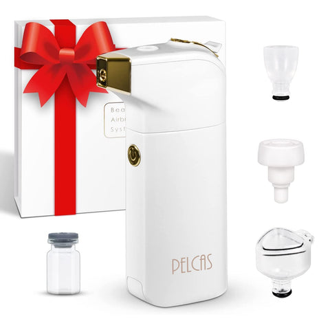 PELCAS Air Airbrush Basic Makeup, Cordless Professional Airbrush Foundation Machine, Portable Cosmetic Starter Kit, Set for Face at Home SPA(White)