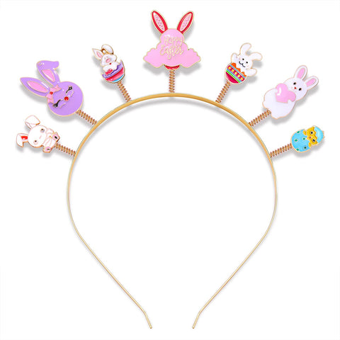 HZEYN Easter Headband for Women Cute Bunny Boppers Headbands Colorful HAPPY EASTER Crown Hairband Spring Easter Hair Accessories (Bunny Bopper)