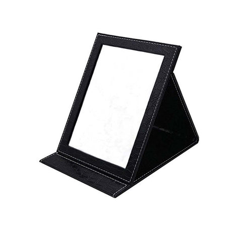 Folding Travel Mirrors, Vanity Mirror with Desktop Standing,Personal Portable Makeup Mirror (Black)