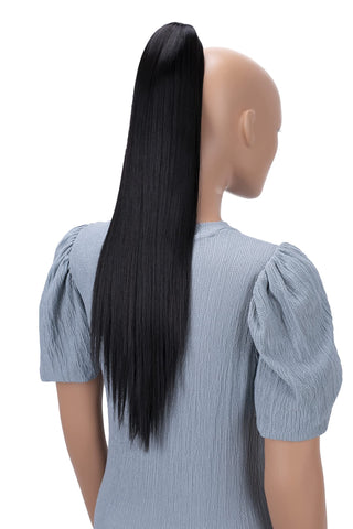 Prettyshop Hairpiece-Ponytail 24 (60Cm) Black Brown # 3 H603: Prettyshop Hairpiece Ponytail Clip On Extension Long Hair Smooth Heat-Resisting 24"(60Cm) Black Brown # 3 H603