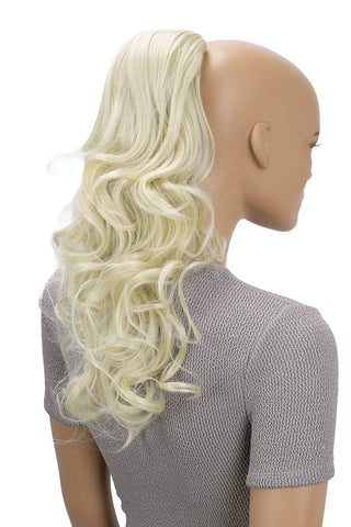 22 light blonde PH15 : PRETTYSHOP Hair Piece Ponytail Drawstring Extension Wavy Voluminous Nature Looking Heat-Resisting 22" light blonde PH15