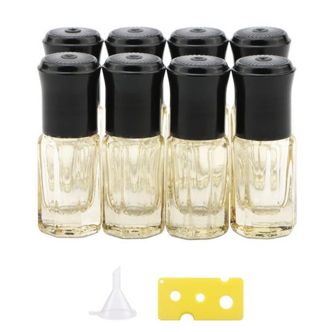 NewZoll Essential Oil Roller Bottles, 8Pcs 3ml Roll-on Bottles with Opener Funnel, Mini Glass Massage Roller Bottles Roll on Vials for Perfume Lip Balms Aromatherapy, Bright Yellow