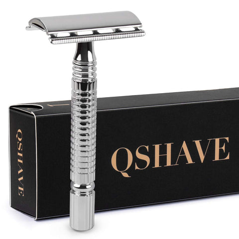QSHAVE Men's Short Handle Classic Double Edge Safety Shaving Razor, 1 Pc