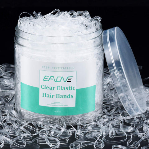 Eaone 1500 Pieces Clear Elastic Hair Bands, Rubber Hair Ties With Free Box For Girls