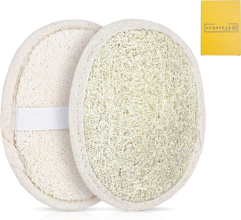 EUROPEAN M6 Natural Loofah Sponge – Premium Egyptian Luffa for Deep Cleansing & Gentle Exfoliation | Ideal for Shower & Bath | Durable & Skin-Friendly Scrubber (2 Pack)