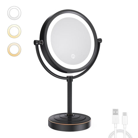 10x Magnification, Oil-Rubbed Bronze : GuRun 8.5-Inch Tabletop Double-Sided LED Lighted Makeup Mirror with 10x Magnification,Oil-Rubbed Bronze M2208DO(8.5in,10x)