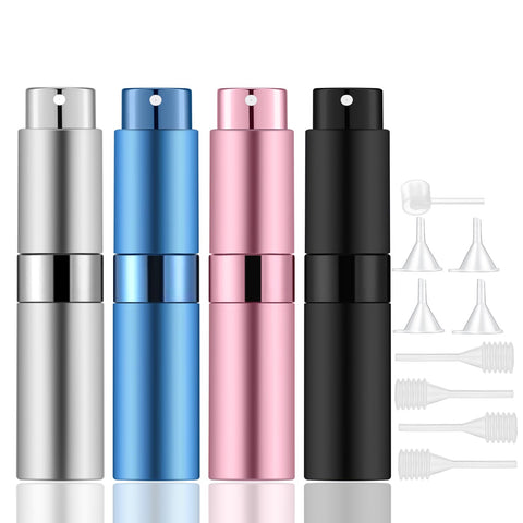 Lil Ray 8ml Portable Mini Perfume Atomizer?Refilable Empty Small Spray Bottle for Travel, Twist Tpye Pocket Cologne Sprayer, 4 Colors, 8ml/4 Colors