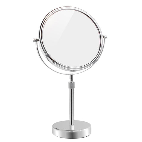 Nicesail Tabletop Makeup Mirror 8 Inch Double-Sided with 3x Magnification, Freestanding Mirror with Pedestal for Shaving, Height Adjustable Chrome Finish (8 Inch, 3X)