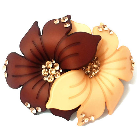 TOP SEWING Crystal Rhinestones Women Barrettes French Hair Clip Vintage Spring Hair Clips for Long hair Double-color Yellow